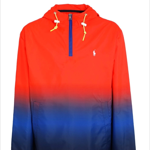 Polo Ralph Lauren Men's Orange Ombre Logo Pullover Jacket.   Size M - Picture 1 of 6